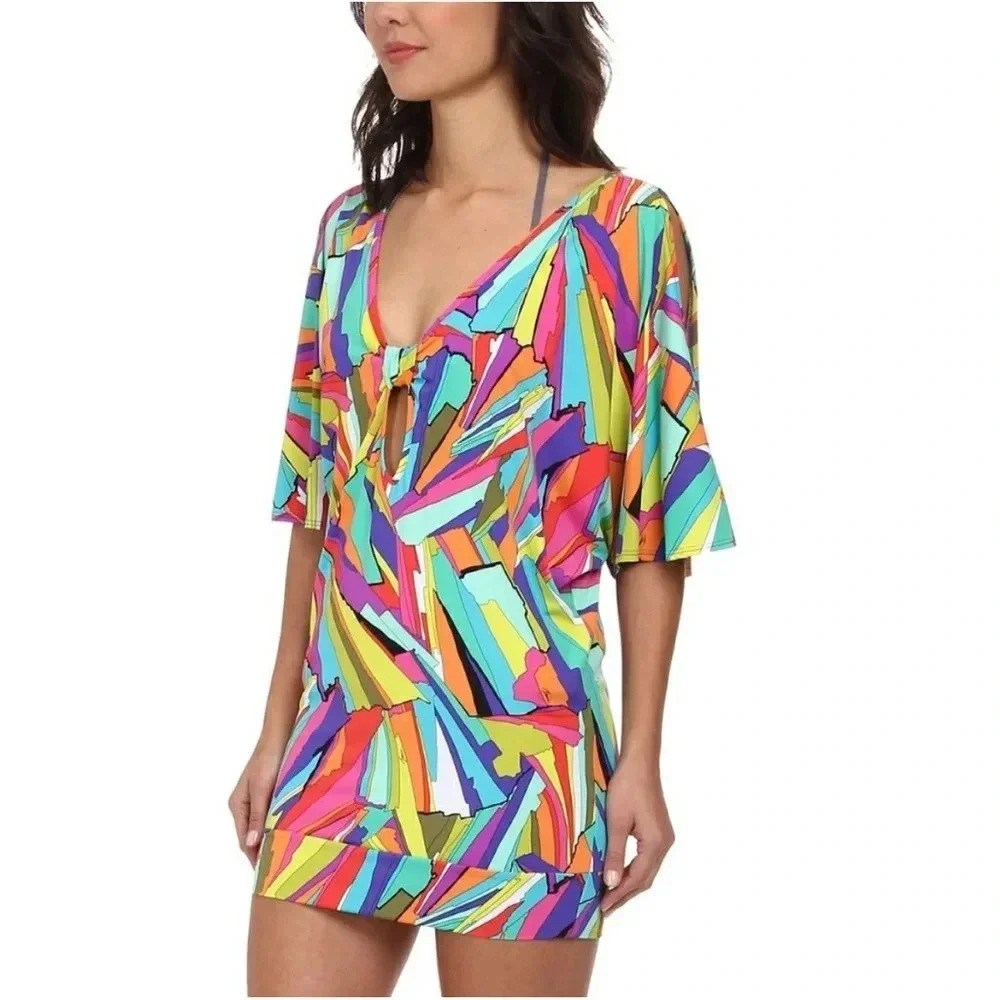 Trina Turk Multicolor Abstract Stripe Swim Coverup